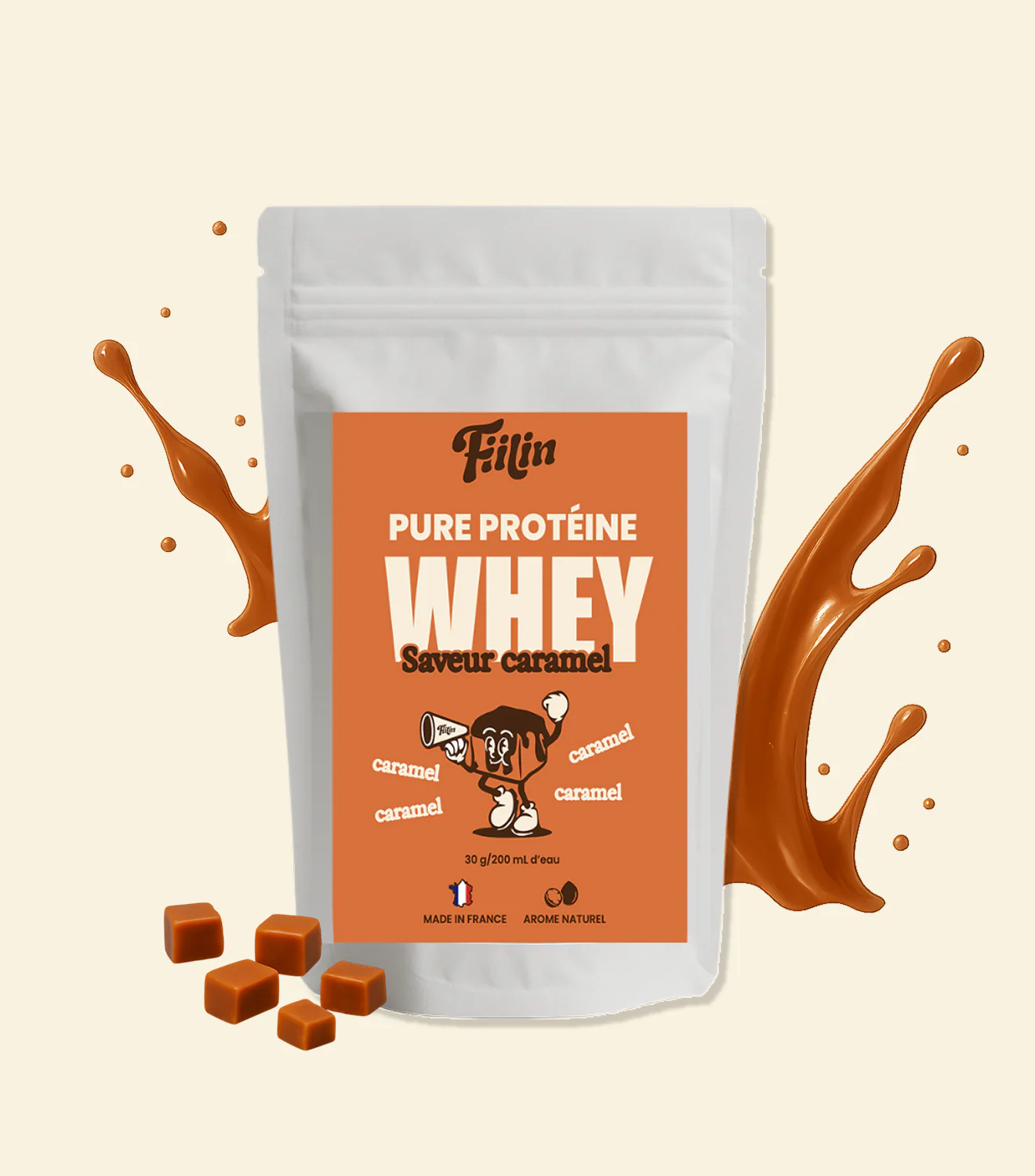 Whey Caramel — sachet 1 kg — Caramel beurre salé