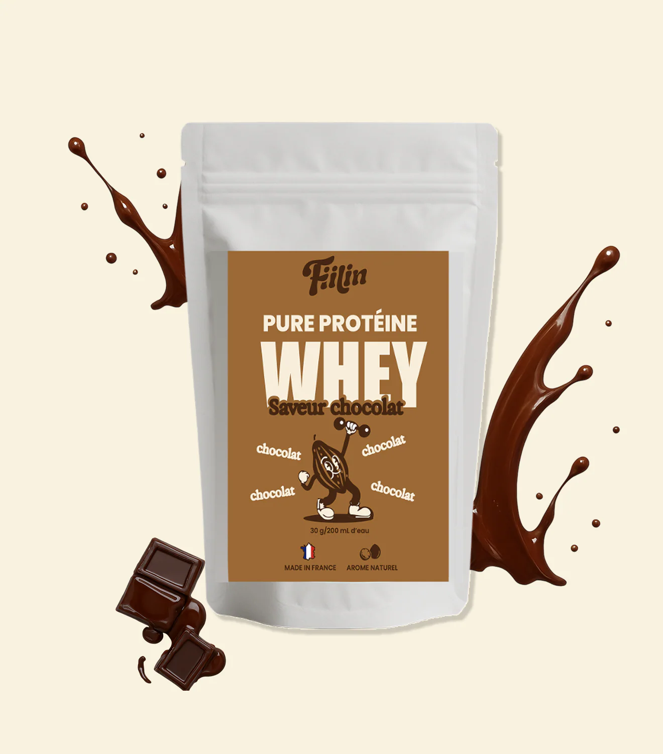 Whey Chocolat — sachet 1 kg — Cacao 100 %