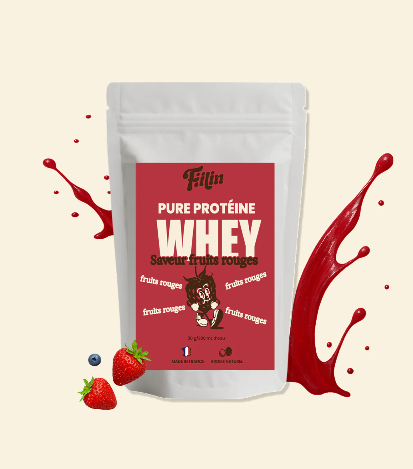 Whey Fruits Rouges — sachet 1 kg — Fruits rouges