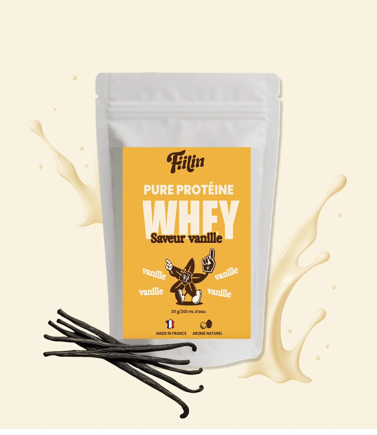 Whey Vanille — sachet 1 kg — Vanille de Madagascar
