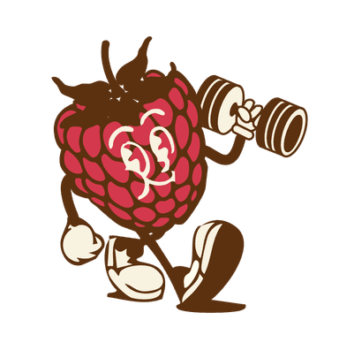 Framboise soulevant un haltère